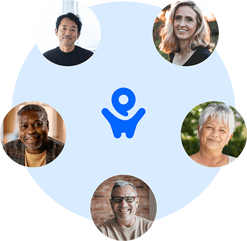 Illustration of people around PocketHealth icon