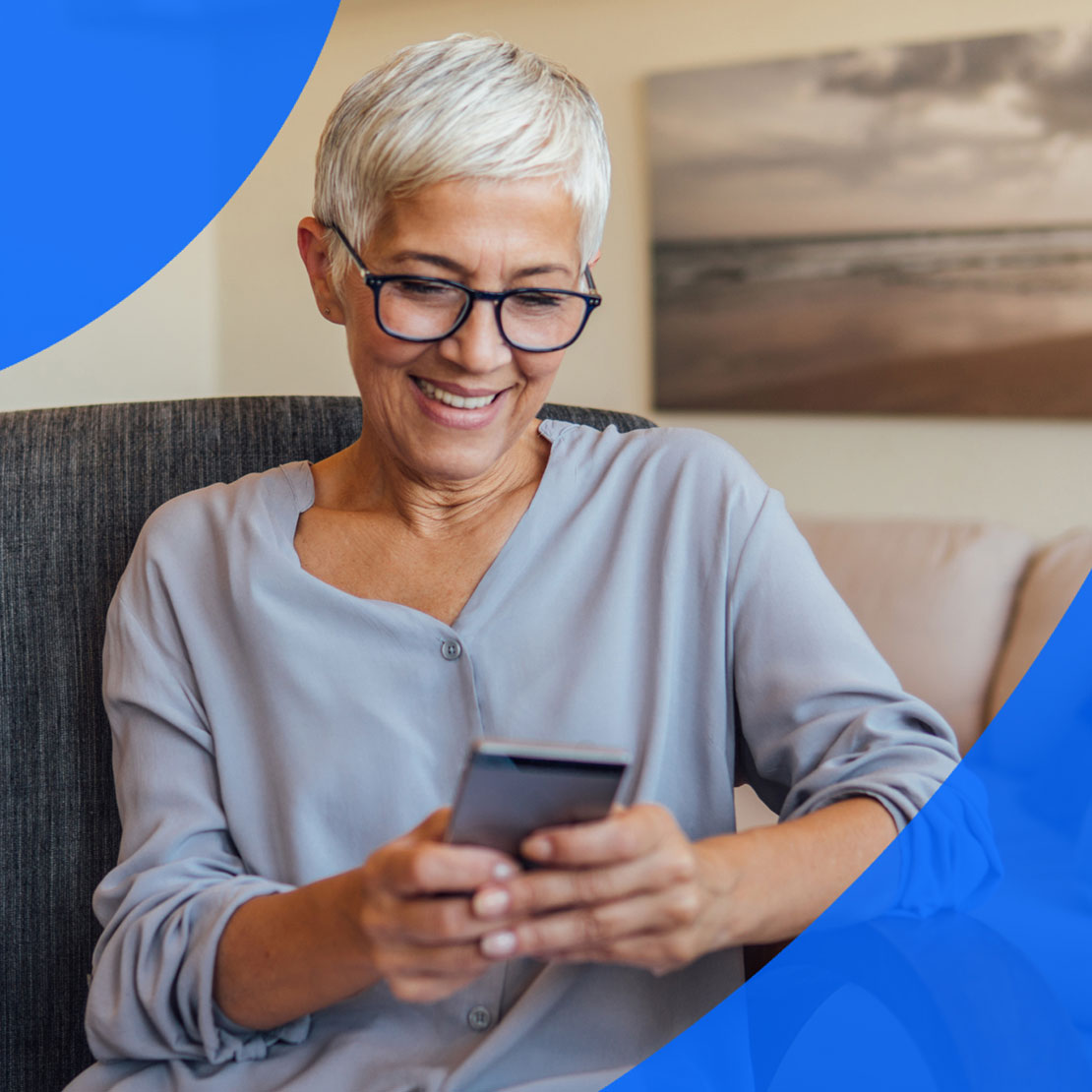 Woman using PocketHealth on her phone