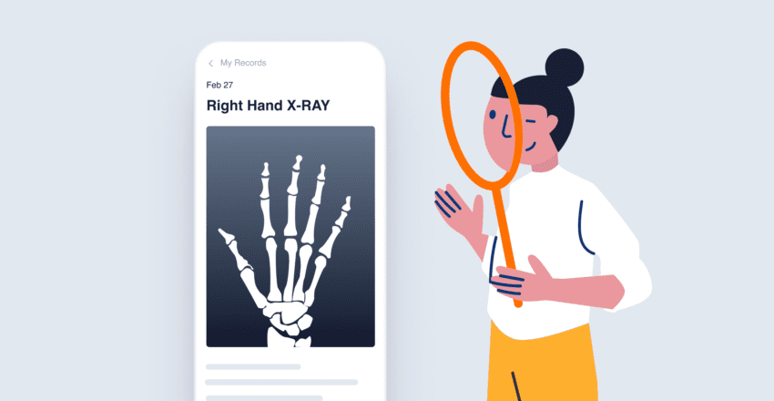 illustration of person magnifying
