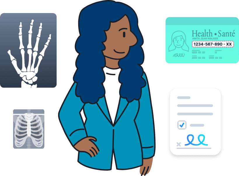 illustration of woman with medical documents