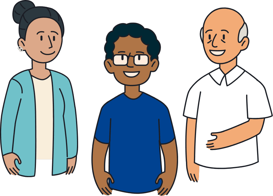 illustration of two men and a woman