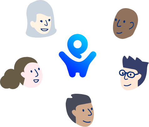 Illustration of people around pockethealth icon