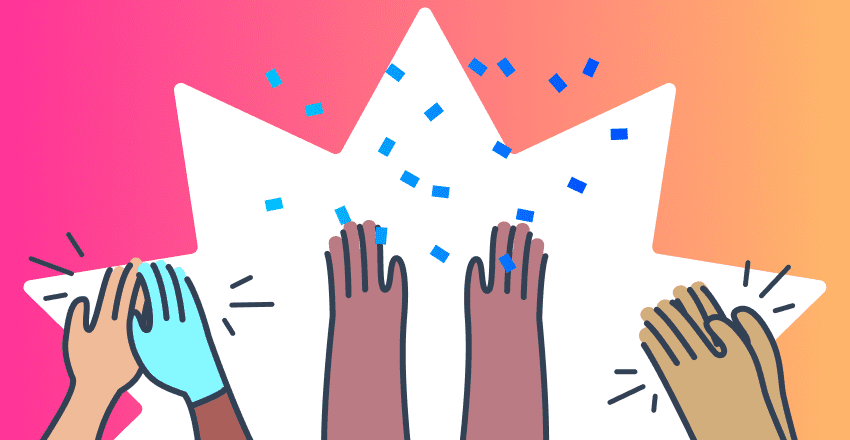 Illustration of hands in the air celebrating