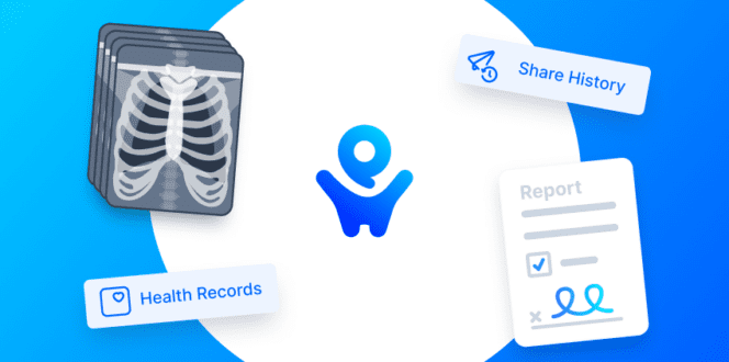 report, share history and health record icons