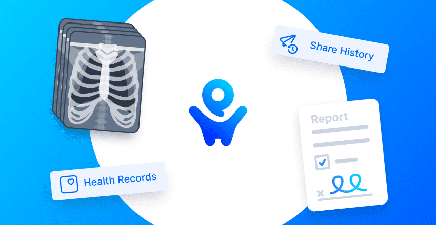 report, share history and health record icons
