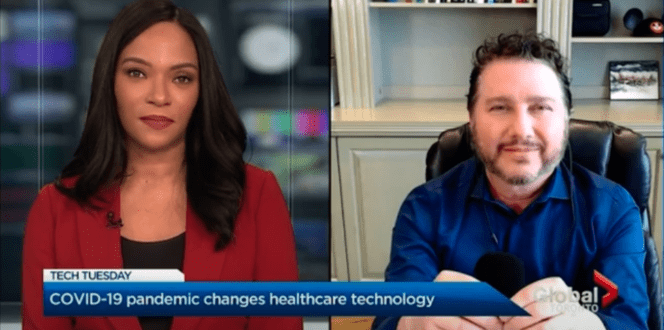 A side-by-side of a GlobalTV anchor and tech evangelist Marc Saltzman
