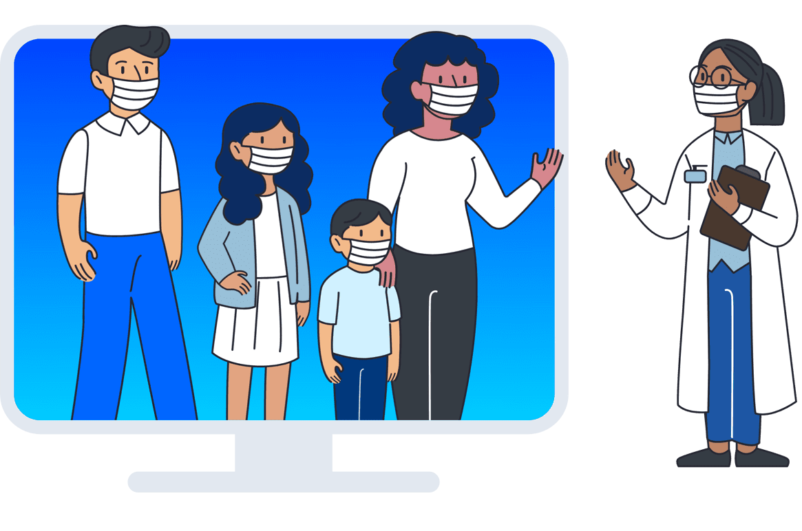 family visiting doctor virtually