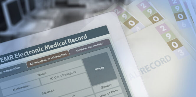 EMR electronic medical record on a screen