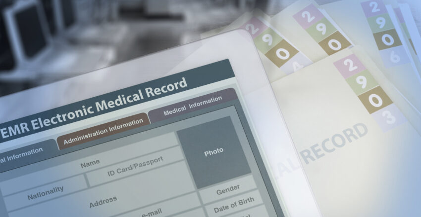 EMR electronic medical record on a screen