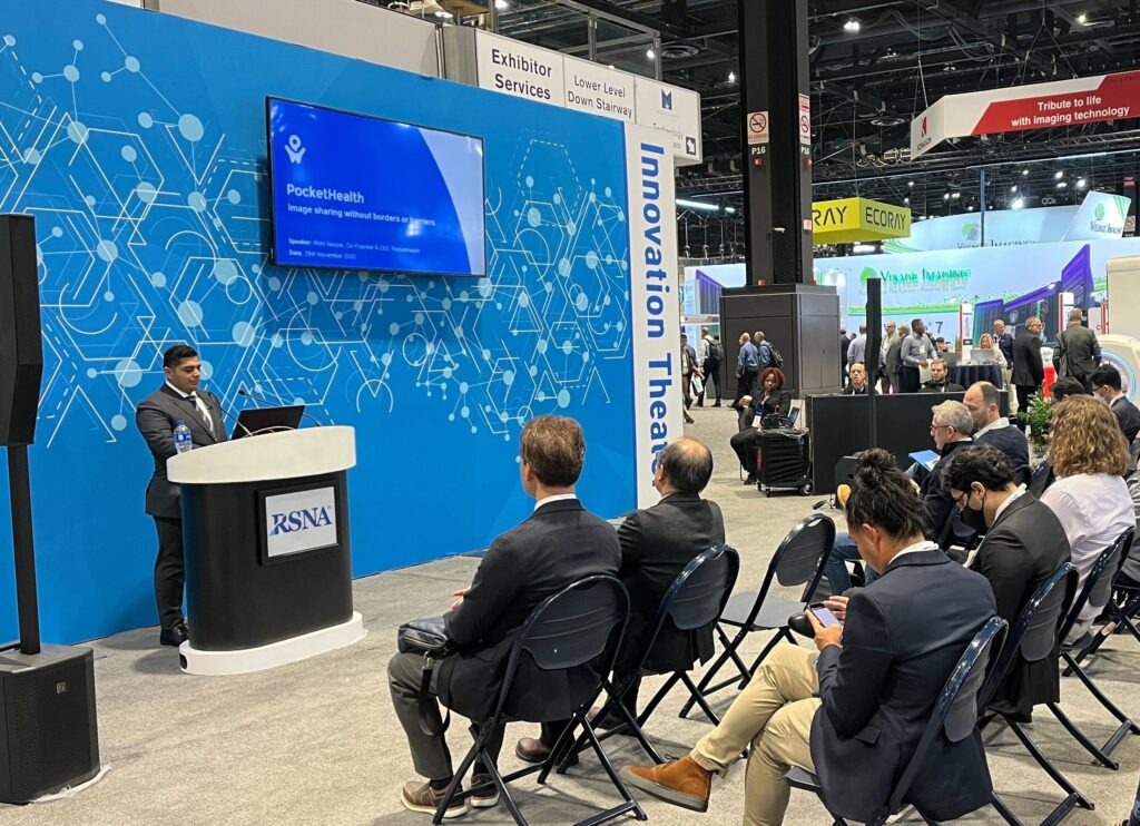 Rishi Nayyar, CEO, PocketHeatlh presents at the Innovation Theatre at RSNA 2022