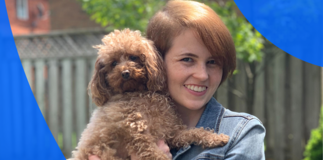 PocketHealth's Marissa Myers, Patient Experience Representative with dog