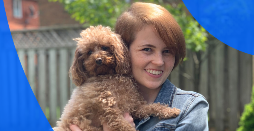 PocketHealth's Marissa Myers, Patient Experience Representative with dog