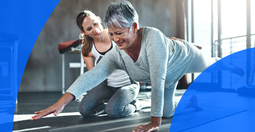 Woman doing pilates with instructor