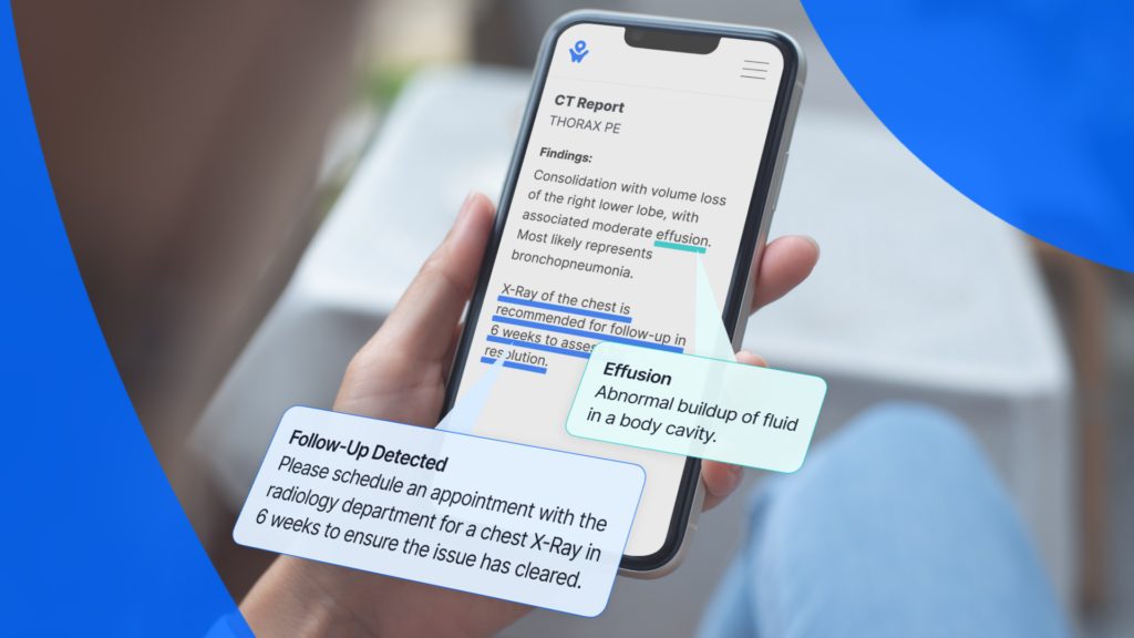 A patient using PocketHealth Report Reader to understand their report