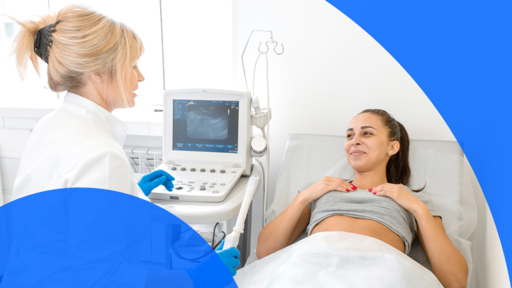 Ultrasound tech and woman