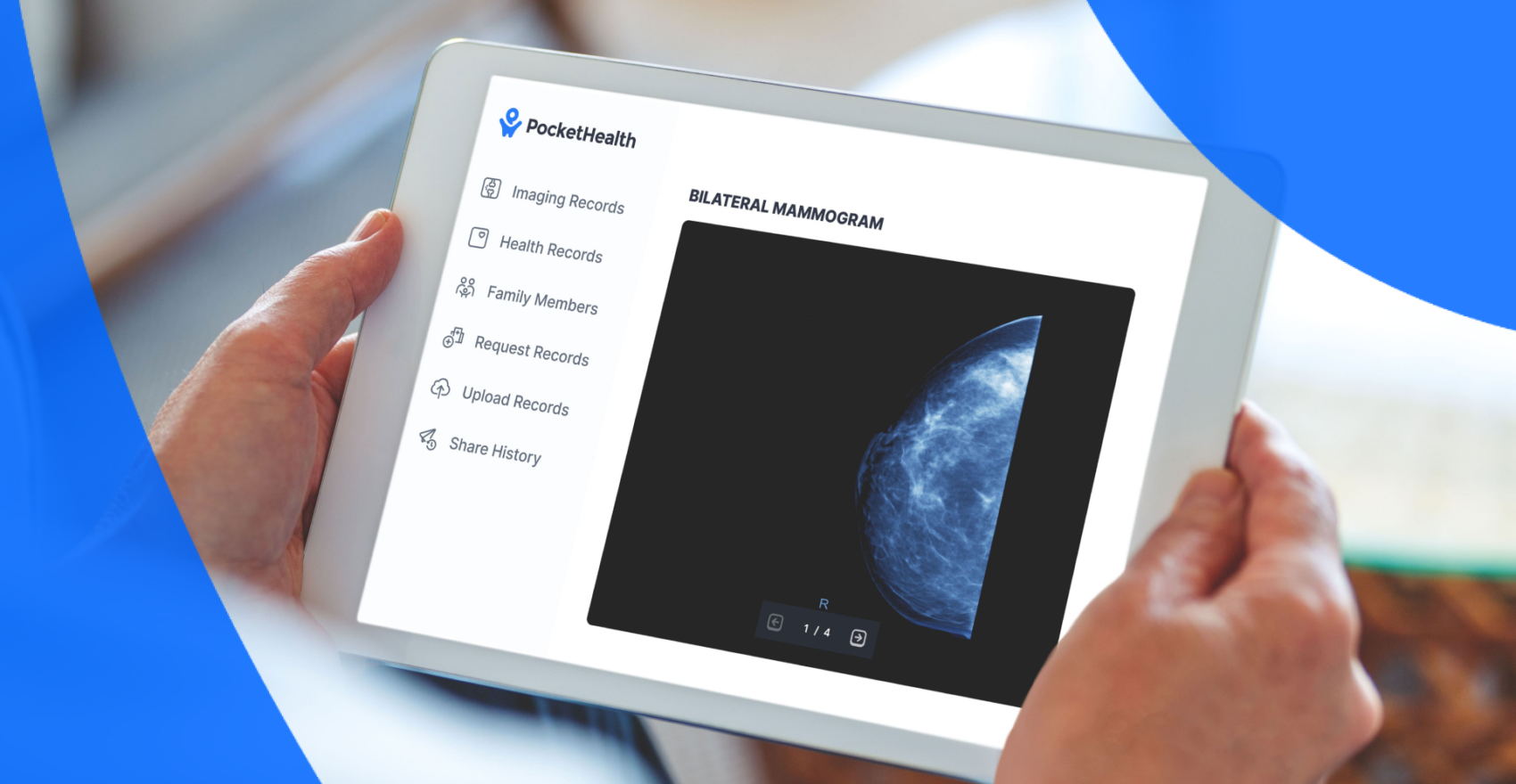 Pockethealth report reader for mammograms