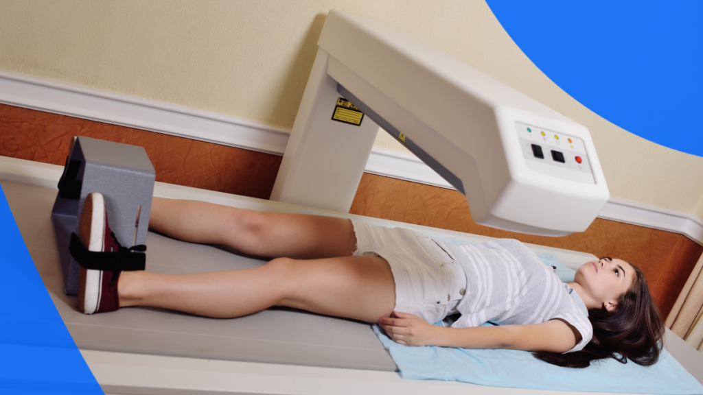 A patient getting a Dexa scan