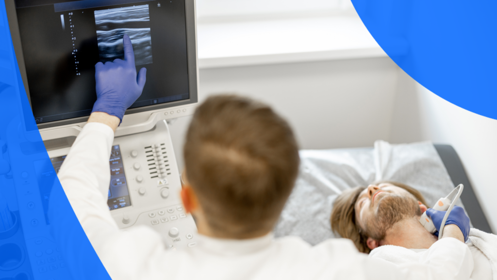 A patient getting a carotid ultrasound