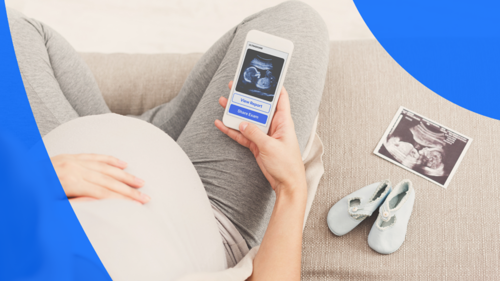 Pregnant patient viewing their ultrasound on Pockethealth