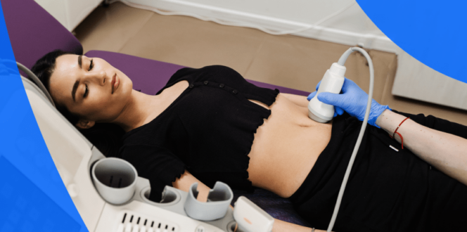 Patient getting an ultrasound for an ovarian cyst