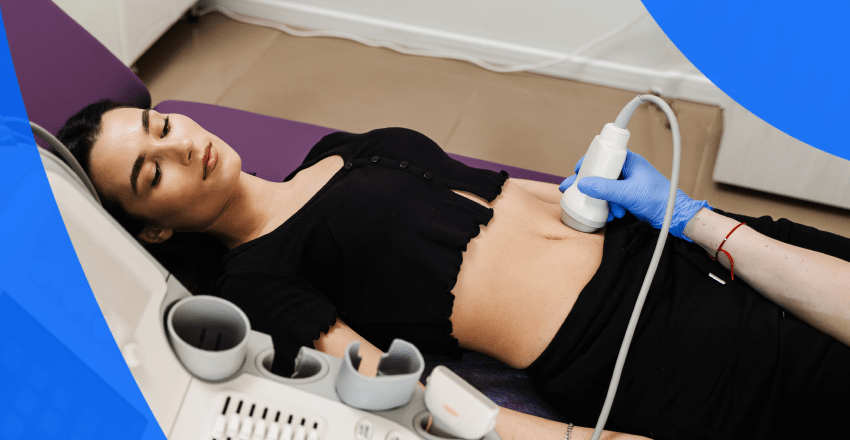 Patient getting an ultrasound for an ovarian cyst