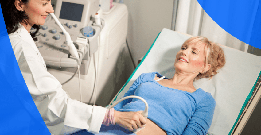 Patient undergoing an ultrasound with technician
