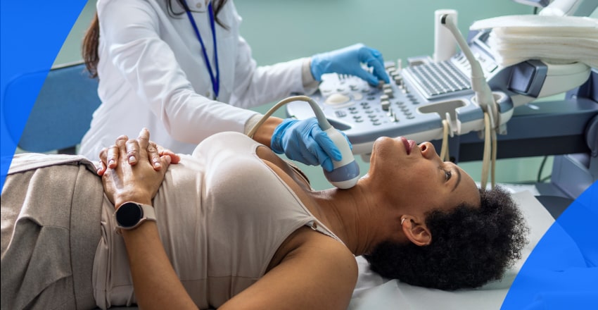Patient getting a thyroid ultrasound