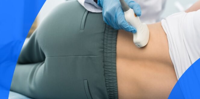 Patient getting a kidney ultrasound