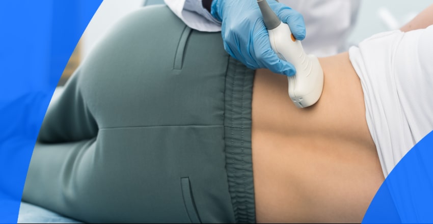 Patient getting a kidney ultrasound
