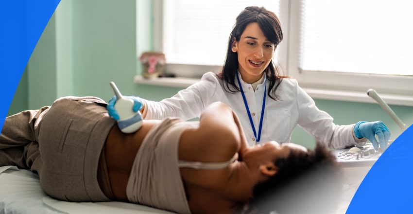 Patient getting kidney ultrasound