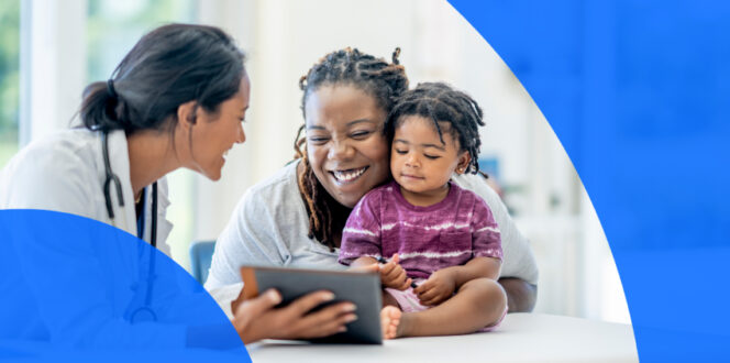 Family doctor appointment with mother and baby discussing how to transfer medical records to a new doctor ontario